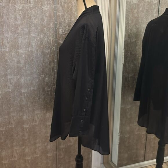 Helmut Lang cotton blend Chic Black Sheer Blouse, L - Picture 4 of 8